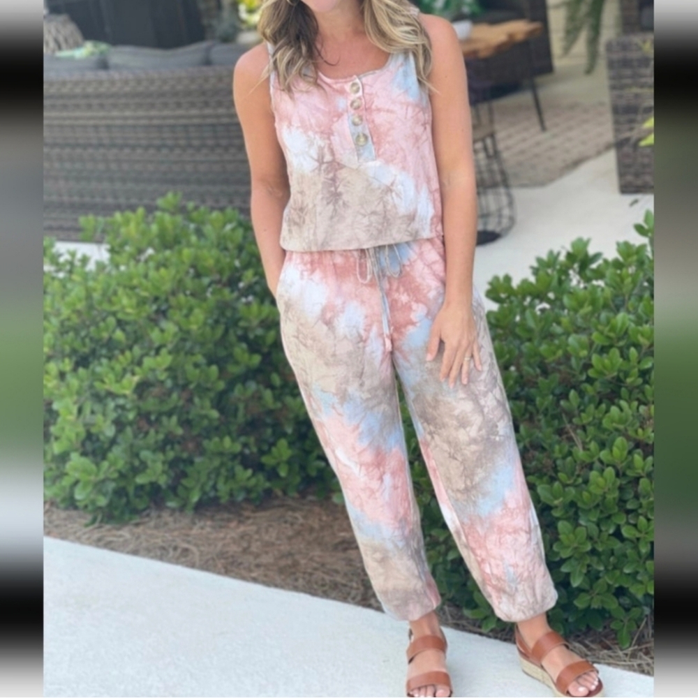 Tie Dyed Sleeveless Jumpsuit
